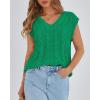 imageBTFBM Womens Oversized Sweater Vest 2025 Summer V Neck Casual Sleeveless Sweaters Loose Cable Knit Pullover TopsGreen