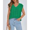 imageBTFBM Womens Oversized Sweater Vest 2025 Summer V Neck Casual Sleeveless Sweaters Loose Cable Knit Pullover TopsGreen