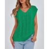imageBTFBM Womens Oversized Sweater Vest 2025 Summer V Neck Casual Sleeveless Sweaters Loose Cable Knit Pullover TopsGreen