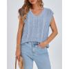 imageBTFBM Womens Oversized Sweater Vest 2025 Summer V Neck Casual Sleeveless Sweaters Loose Cable Knit Pullover TopsLight Blue