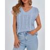 imageBTFBM Womens Oversized Sweater Vest 2025 Summer V Neck Casual Sleeveless Sweaters Loose Cable Knit Pullover TopsLight Blue