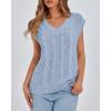 imageBTFBM Womens Oversized Sweater Vest 2025 Summer V Neck Casual Sleeveless Sweaters Loose Cable Knit Pullover TopsLight Blue