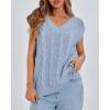 imageBTFBM Womens Oversized Sweater Vest 2025 Summer V Neck Casual Sleeveless Sweaters Loose Cable Knit Pullover TopsLight Blue