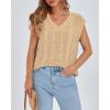 imageBTFBM Womens Oversized Sweater Vest 2025 Summer V Neck Casual Sleeveless Sweaters Loose Cable Knit Pullover TopsLight Khaki