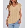 imageBTFBM Womens Oversized Sweater Vest 2025 Summer V Neck Casual Sleeveless Sweaters Loose Cable Knit Pullover TopsLight Khaki