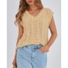 imageBTFBM Womens Oversized Sweater Vest 2025 Summer V Neck Casual Sleeveless Sweaters Loose Cable Knit Pullover TopsLight Khaki