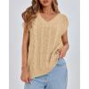 imageBTFBM Womens Oversized Sweater Vest 2025 Summer V Neck Casual Sleeveless Sweaters Loose Cable Knit Pullover TopsLight Khaki