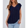 imageBTFBM Womens Oversized Sweater Vest 2025 Summer V Neck Casual Sleeveless Sweaters Loose Cable Knit Pullover TopsNavy