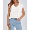 imageBTFBM Womens Oversized Sweater Vest 2025 Summer V Neck Casual Sleeveless Sweaters Loose Cable Knit Pullover TopsWhite