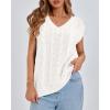 imageBTFBM Womens Oversized Sweater Vest 2025 Summer V Neck Casual Sleeveless Sweaters Loose Cable Knit Pullover TopsWhite