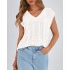imageBTFBM Womens Oversized Sweater Vest 2025 Summer V Neck Casual Sleeveless Sweaters Loose Cable Knit Pullover TopsWhite