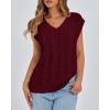 imageBTFBM Womens Oversized Sweater Vest 2025 Summer V Neck Casual Sleeveless Sweaters Loose Cable Knit Pullover TopsWine Red
