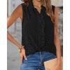 imageBTFBM Womens Sleeveless Button Down Shirts Ruffle V Neck Casual Hollow Out Eyelet Tops Boho Summer Vacation Blouse 2025Black