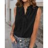 imageBTFBM Womens Sleeveless Button Down Shirts Ruffle V Neck Casual Hollow Out Eyelet Tops Boho Summer Vacation Blouse 2025Black