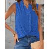 imageBTFBM Womens Sleeveless Button Down Shirts Ruffle V Neck Casual Hollow Out Eyelet Tops Boho Summer Vacation Blouse 2025Blue