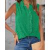 imageBTFBM Womens Sleeveless Button Down Shirts Ruffle V Neck Casual Hollow Out Eyelet Tops Boho Summer Vacation Blouse 2025Green