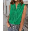 imageBTFBM Womens Sleeveless Button Down Shirts Ruffle V Neck Casual Hollow Out Eyelet Tops Boho Summer Vacation Blouse 2025Green