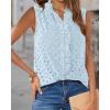imageBTFBM Womens Sleeveless Button Down Shirts Ruffle V Neck Casual Hollow Out Eyelet Tops Boho Summer Vacation Blouse 2025Light Blue