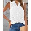 imageBTFBM Womens Sleeveless Button Down Shirts Ruffle V Neck Casual Hollow Out Eyelet Tops Boho Summer Vacation Blouse 2025White