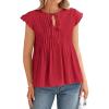 imageBTFBM Women Summer Casual Shirt 2025 Resort Outfits Ruffle Cap Sleeve Front Bow Tie Tops Loose Flowy Beach Blouse ShirtsWine Red