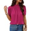 imageBTFBM Womens Dressy Casual Blouses Business Work Tops Lace Trim Short Sleeve Office Shirts 2025 Summer Spring OutfitsRose Red