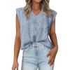 imageBTFBM Womens Oversized Sweater Vest 2025 Summer V Neck Casual Sleeveless Sweaters Loose Cable Knit Pullover TopsLight Blue