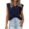 imageBTFBM Womens Oversized Sweater Vest 2025 Summer V Neck Casual Sleeveless Sweaters Loose Cable Knit Pullover TopsNavy