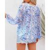 imageBTFBM Boho Blouses for Women Dressy Casual Floral Long Sleeve Shirts V Neck Lightweight Chiffon Summer Spring Tops 2025Floral Dark Blue