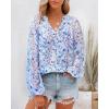 imageBTFBM Boho Blouses for Women Dressy Casual Floral Long Sleeve Shirts V Neck Lightweight Chiffon Summer Spring Tops 2025Floral Dark Blue