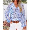 imageBTFBM Boho Blouses for Women Dressy Casual Floral Long Sleeve Shirts V Neck Lightweight Chiffon Summer Spring Tops 2025Floral Dark Blue