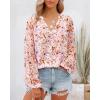 imageBTFBM Boho Blouses for Women Dressy Casual Floral Long Sleeve Shirts V Neck Lightweight Chiffon Summer Spring Tops 2025Floral Orange