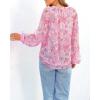 imageBTFBM Boho Blouses for Women Dressy Casual Floral Long Sleeve Shirts V Neck Lightweight Chiffon Summer Spring Tops 2025Floral Print Pink