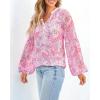 imageBTFBM Boho Blouses for Women Dressy Casual Floral Long Sleeve Shirts V Neck Lightweight Chiffon Summer Spring Tops 2025Floral Print Pink