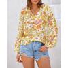 imageBTFBM Boho Blouses for Women Dressy Casual Floral Long Sleeve Shirts V Neck Lightweight Chiffon Summer Spring Tops 2025Floral Yellow
