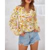 imageBTFBM Boho Blouses for Women Dressy Casual Floral Long Sleeve Shirts V Neck Lightweight Chiffon Summer Spring Tops 2025Floral Yellow