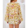 imageBTFBM Boho Blouses for Women Dressy Casual Floral Long Sleeve Shirts V Neck Lightweight Chiffon Summer Spring Tops 2025Floral Yellow