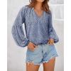 imageBTFBM Boho Blouses for Women Dressy Casual Floral Long Sleeve Shirts V Neck Lightweight Chiffon Summer Spring Tops 2025Leopard Dark Blue