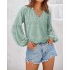 imageBTFBM Boho Blouses for Women Dressy Casual Floral Long Sleeve Shirts V Neck Lightweight Chiffon Summer Spring Tops 2025Leopard Green