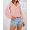 imageBTFBM Boho Blouses for Women Dressy Casual Floral Long Sleeve Shirts V Neck Lightweight Chiffon Summer Spring Tops 2025Leopard Pink