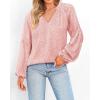 imageBTFBM Boho Blouses for Women Dressy Casual Floral Long Sleeve Shirts V Neck Lightweight Chiffon Summer Spring Tops 2025Leopard Pink