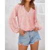 imageBTFBM Boho Blouses for Women Dressy Casual Floral Long Sleeve Shirts V Neck Lightweight Chiffon Summer Spring Tops 2025Leopard Pink