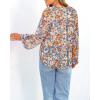 imageBTFBM Boho Blouses for Women Dressy Casual Floral Long Sleeve Shirts V Neck Lightweight Chiffon Summer Spring Tops 2025Multicolor Dark Blue