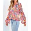 imageBTFBM Boho Blouses for Women Dressy Casual Floral Long Sleeve Shirts V Neck Lightweight Chiffon Summer Spring Tops 2025Multicolor Red