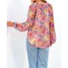 imageBTFBM Boho Blouses for Women Dressy Casual Floral Long Sleeve Shirts V Neck Lightweight Chiffon Summer Spring Tops 2025Multicolor Red