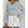 imageBTFBM Boho Blouses for Women Dressy Casual Floral Long Sleeve Shirts V Neck Lightweight Chiffon Summer Spring Tops 2025Print Blue White