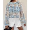 imageBTFBM Boho Blouses for Women Dressy Casual Floral Long Sleeve Shirts V Neck Lightweight Chiffon Summer Spring Tops 2025Print Blue White