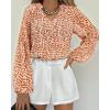 imageBTFBM Boho Blouses for Women Dressy Casual Floral Long Sleeve Shirts V Neck Lightweight Chiffon Summer Spring Tops 2025Print Orange