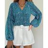 imageBTFBM Boho Blouses for Women Dressy Casual Floral Long Sleeve Shirts V Neck Lightweight Chiffon Summer Spring Tops 2025Print Purple Green