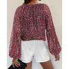 imageBTFBM Boho Blouses for Women Dressy Casual Floral Long Sleeve Shirts V Neck Lightweight Chiffon Summer Spring Tops 2025Print Red Black