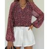 imageBTFBM Boho Blouses for Women Dressy Casual Floral Long Sleeve Shirts V Neck Lightweight Chiffon Summer Spring Tops 2025Print Red Black
